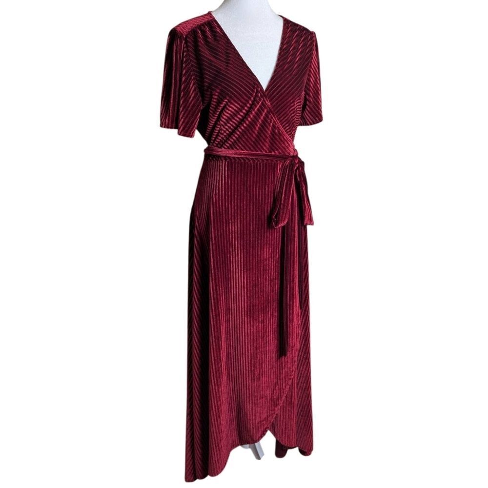 Baltic Born Burgundy High-Low Wrap Dress - Picture 2 of 7